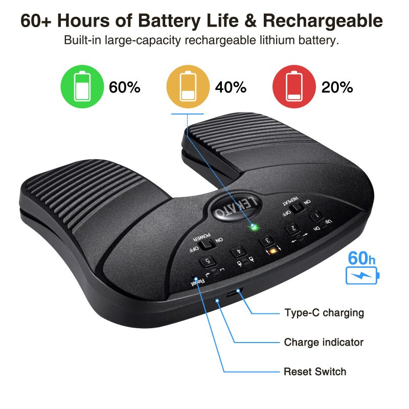 LEKATO Wireless Bluetooth Page Turner Pedal Ipad Foot Pedal Rechargeable Music Page Turner Page Turner Pedal Silent Page Turner Pedal Wireless Page Turner Pedal for Phone and Tablets Page Turning - Image 5